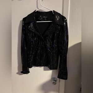 Clara S Black Shiny Grid Jacket Womens Medium Y2K Party Club Top
(863)
